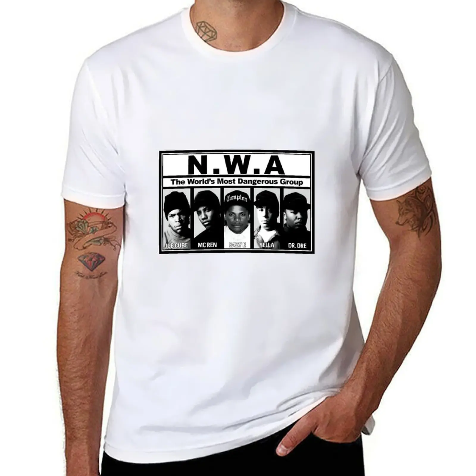 N.W.A مجموعة تصميم رائع الراب تي شيرت أسود القطن تي شيرت عادي للرجل حزمة تي شيرت للرجل الجرافيك تيز تي شيرت