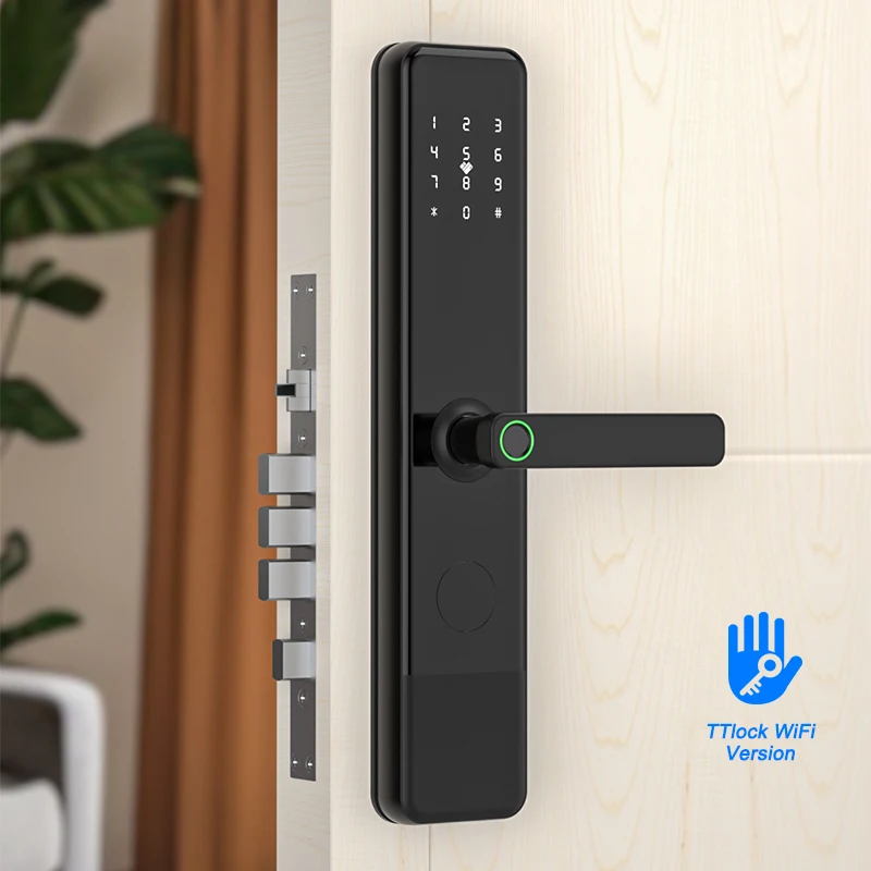 New Arrvial WiFi Remote TTLOCK App Keyless Security NFC Card Fingerprint Password Digital Smart Locks Powered by 8pcs Batteries