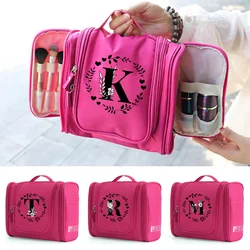Travel Makeup Bag Washing Toiletry Kits Storage Bags Pink Color Hanging Cosmetic Organizer Bags Garland Letter Pattern Series