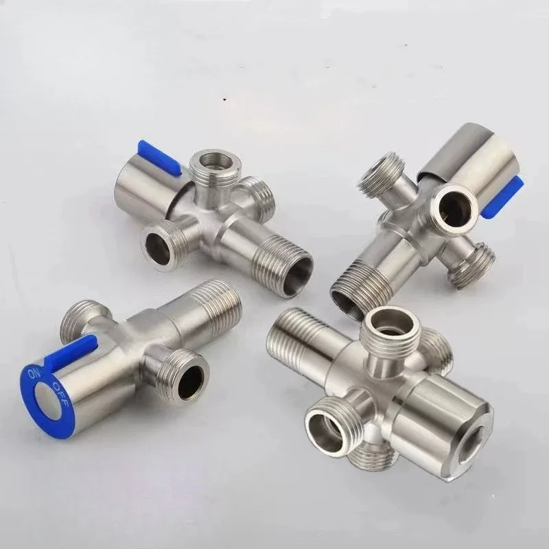 304 Stainless Steel Angle Valve 1 In 2 Out Multi Outlet Water Separator 3/4 Way Switch For Water Heater