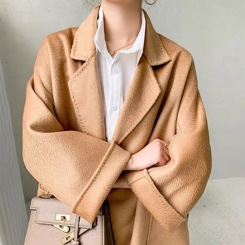 

20% cashmere water ripple double-sided cashmere coat women's M home double-sided woolen coat woolen coat