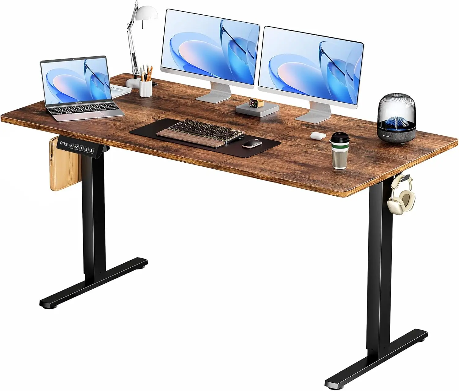63 Inch Electric Adjustable Height Standing Desk with Dual Motors, Memory Presets, and Cable Management for Home Office
