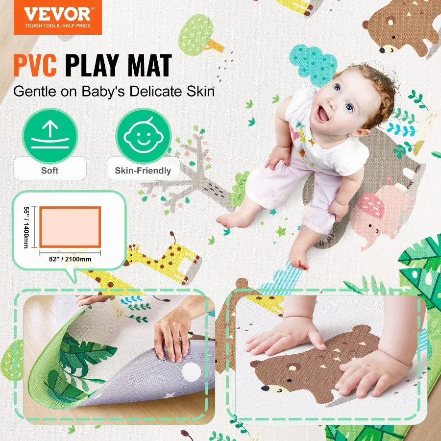 55x82 Baby Play Mat Crawling Soft Activity Floor Playmat 2 Side