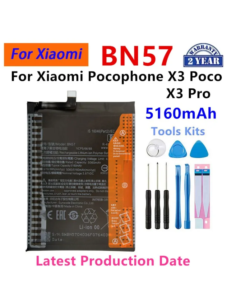100% Orginal BN57 5060mAh bateria do Xiaomi Pocophone X3 Poco /X3 Pro zamienne baterie do telefonu — zdjęcie produktu 6