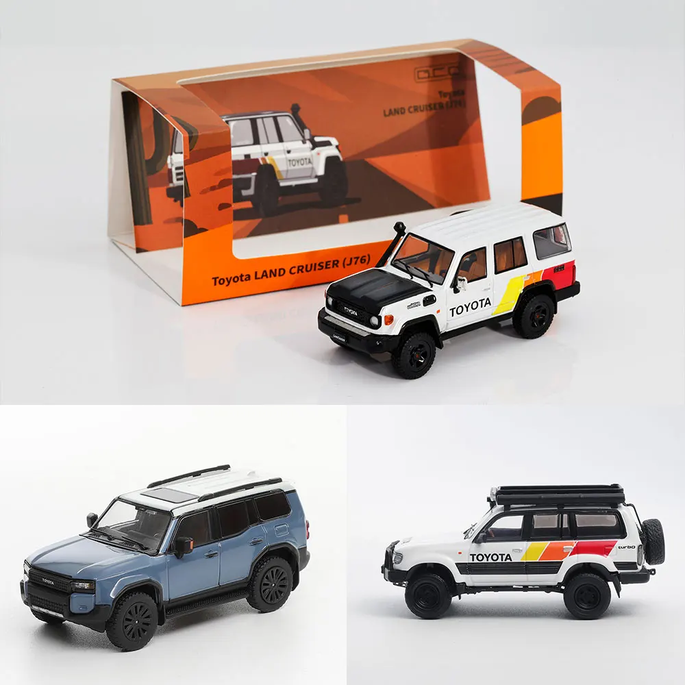 

GCD 1:64 Alloy Diecast Model Cars Land Cruiser Prado 80 & 250 Series Vintage Off-Road Vehicle Set with Display Case for Adults