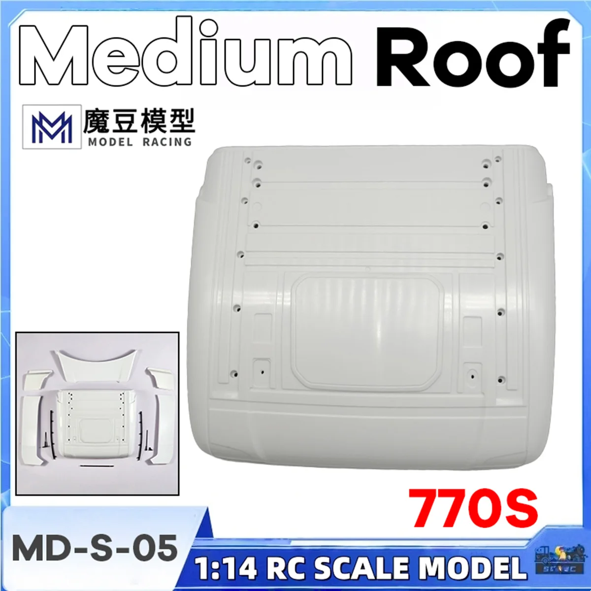 770S Medium Roof Cab KIT With LED MD-S-05 1 Set For 1/14 Tamiyaa RC Dump Truck Tractor Scaniaa MODO DIY Toy Model Accessories