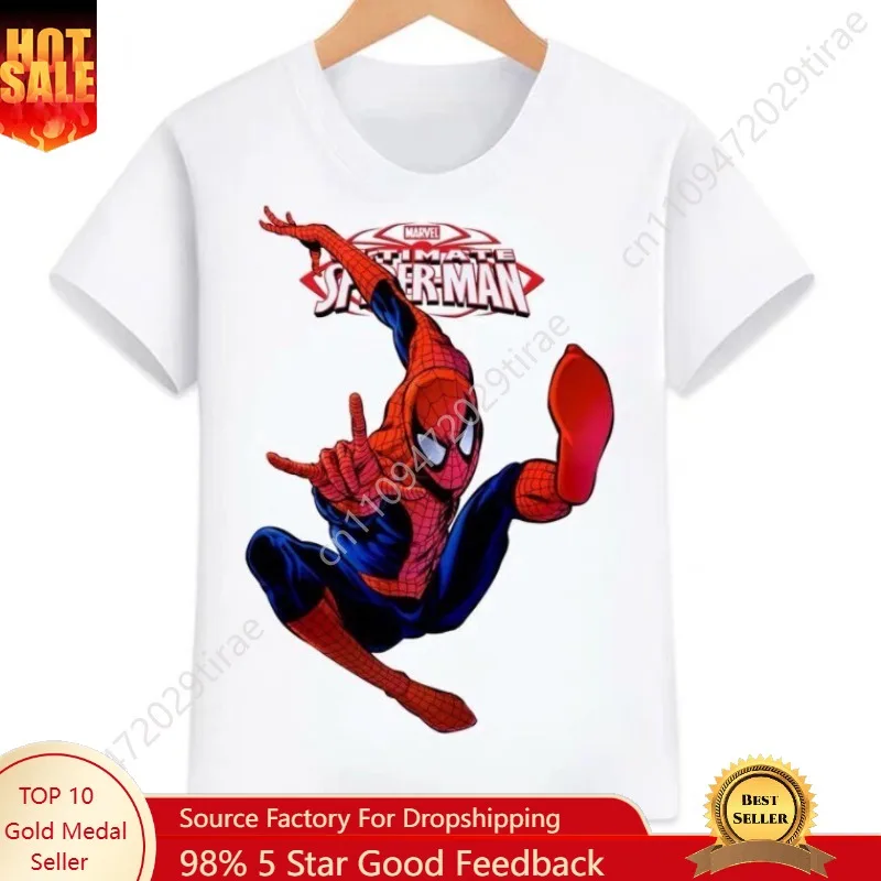 

Marvel T-shirt Short Sleeved Marvel Spider Man Cartoon Print Summer New Round Neck Half Sleeved ParentTop Cosplay
