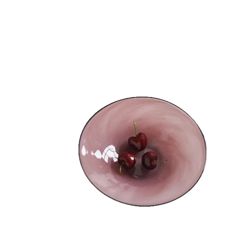 High-end living room glazed fruit plate light luxury household coffee table dried fruit snack plate pink plate