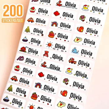 Benutzer definierte Name Aufkleber für Kinder Schule Briefpapier Aufkleber personal isierte Vorname Klebe etikett wasserdichte Flasche Tag für Kinder