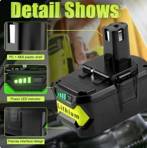 12800mAH For RYOBI P108 18V One+ Plus Battery 18 Volt Lithium-Ion Power Tools P104 P107 RB18L50 RB18L20 P108 ryobi lithium