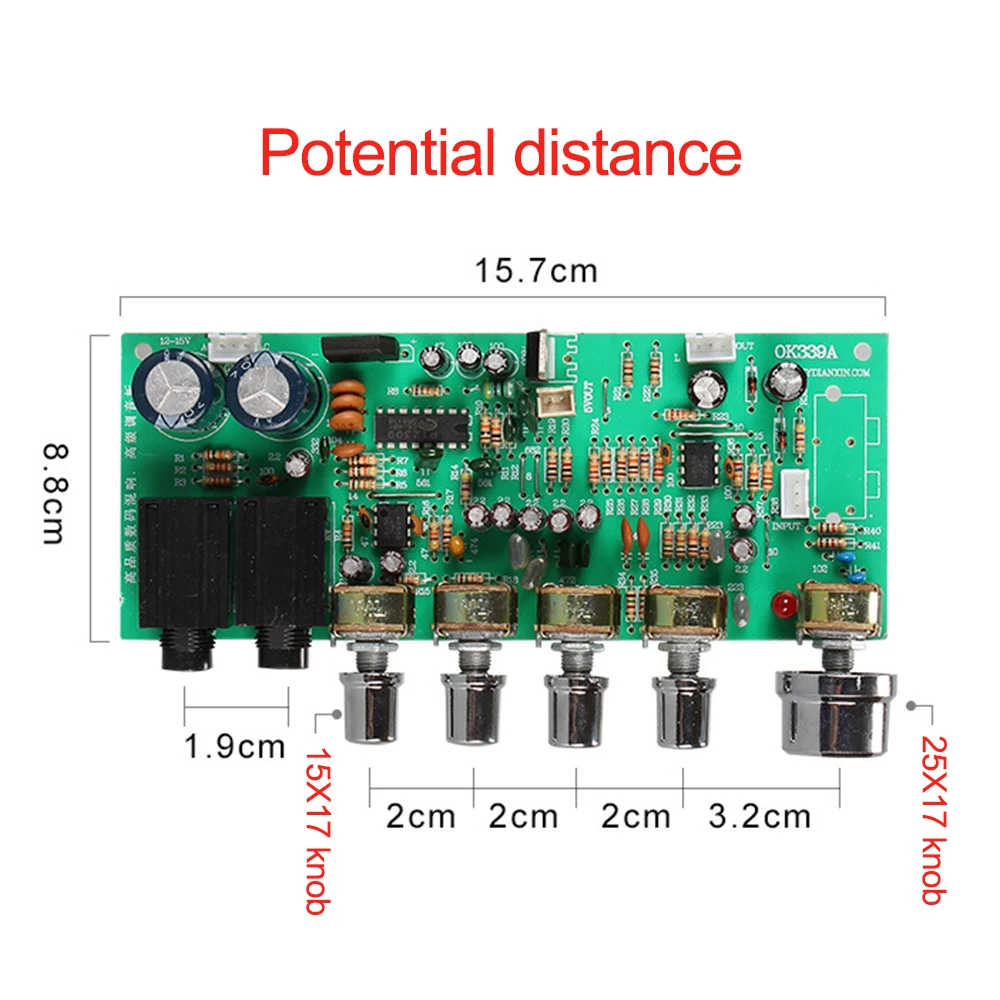 Digital Microphone Amplifier Tone Board PT2399 Karaoke Reverb Preamplifier Board Dual AC12-15V OK339 two microphone input