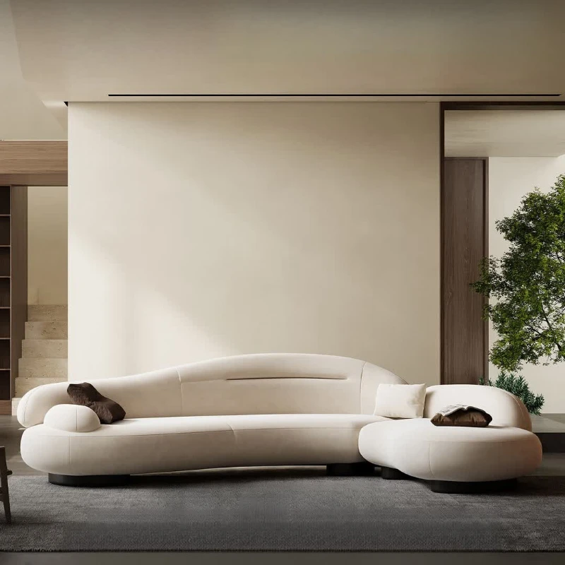 Minimalist Macaron large apartment living room special-shaped corner matte cloth sofa