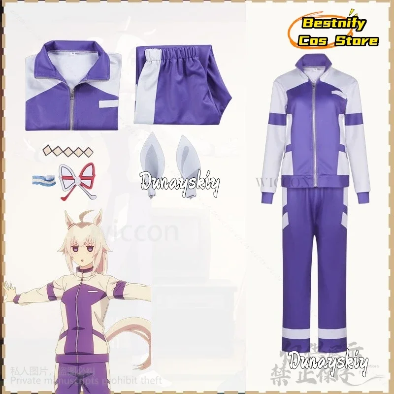 CosplayPretty أنيمي ديربي تأثيري Oguri قبعة زي الأرجواني تشغيل موحدة ملابس رياضية معطف السراويل شعر مستعار فروي سماعات الجمباز Cus #2