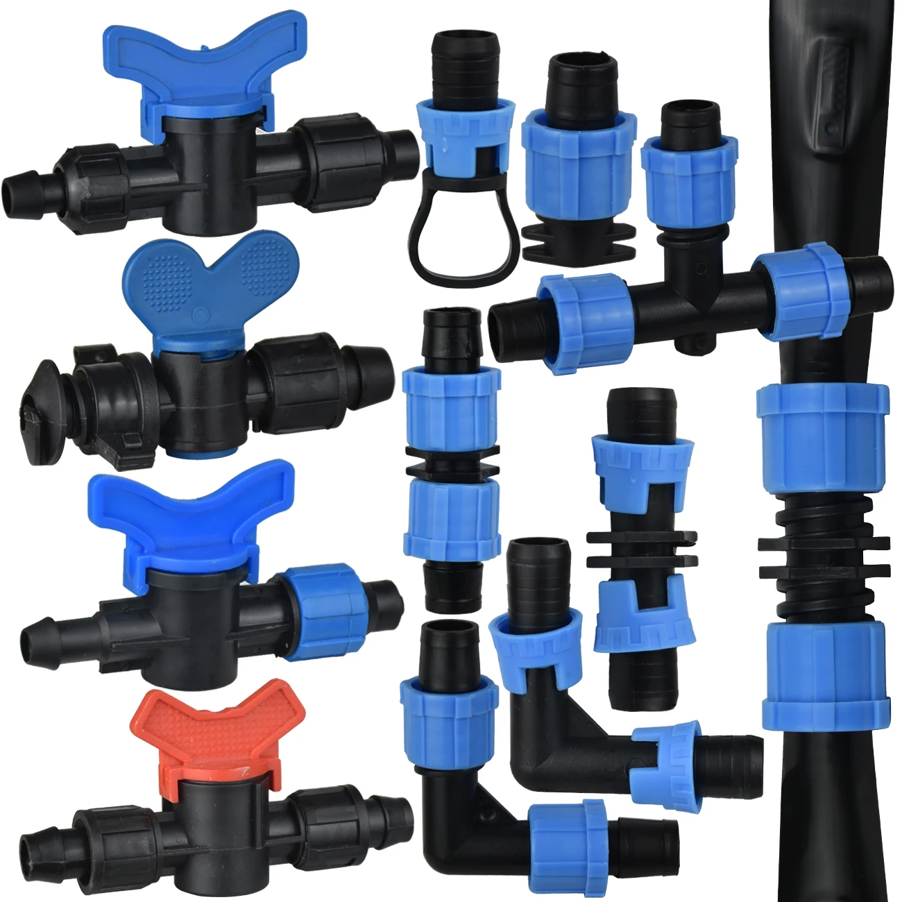 

16 мм 5/8 "лента для капельного орошения, запорный клапан, концевая заглушка, соединитель, резьбовой замок, система полива сада, Greenyhouse к жесткой трубу из ПВХ