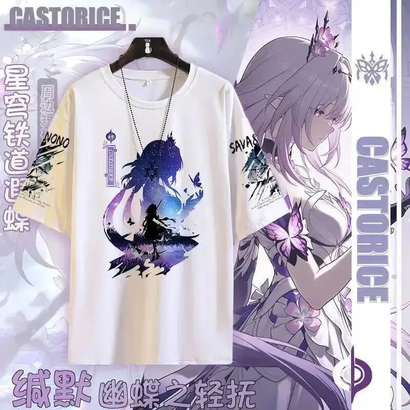 

Аниме-игра Honkai: Star Rail Cos Castorice Feixiao Firefly Acheron и т. д. Повседневная футболка унисекс с простым мультяшным принтом Prezzie 2025 года