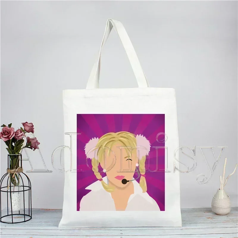 حقيبة تسوق بريتني سبيرز للمغنية ، صورة جميلة ، قماش بيئي ، قطن ، حقيبة حمل ، تشنج ، قابلة لإعادة الاستخدام