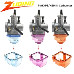 Motorcycle Transparent Carburetor Clear Bottom Float Bowl for Keihin PWK 28 30 32 34mm High Speed Refueling Fit 4T 50cc to 300cc