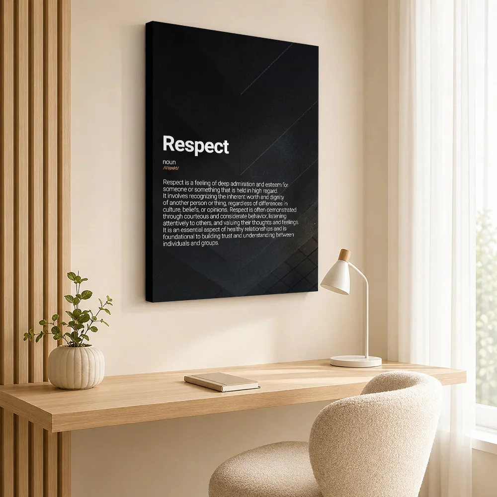 Respect Definition Quote Gallery Wrapped Canvas Print Customized Photo High Contrast Lettering Wall Art For Study Birthday Gift