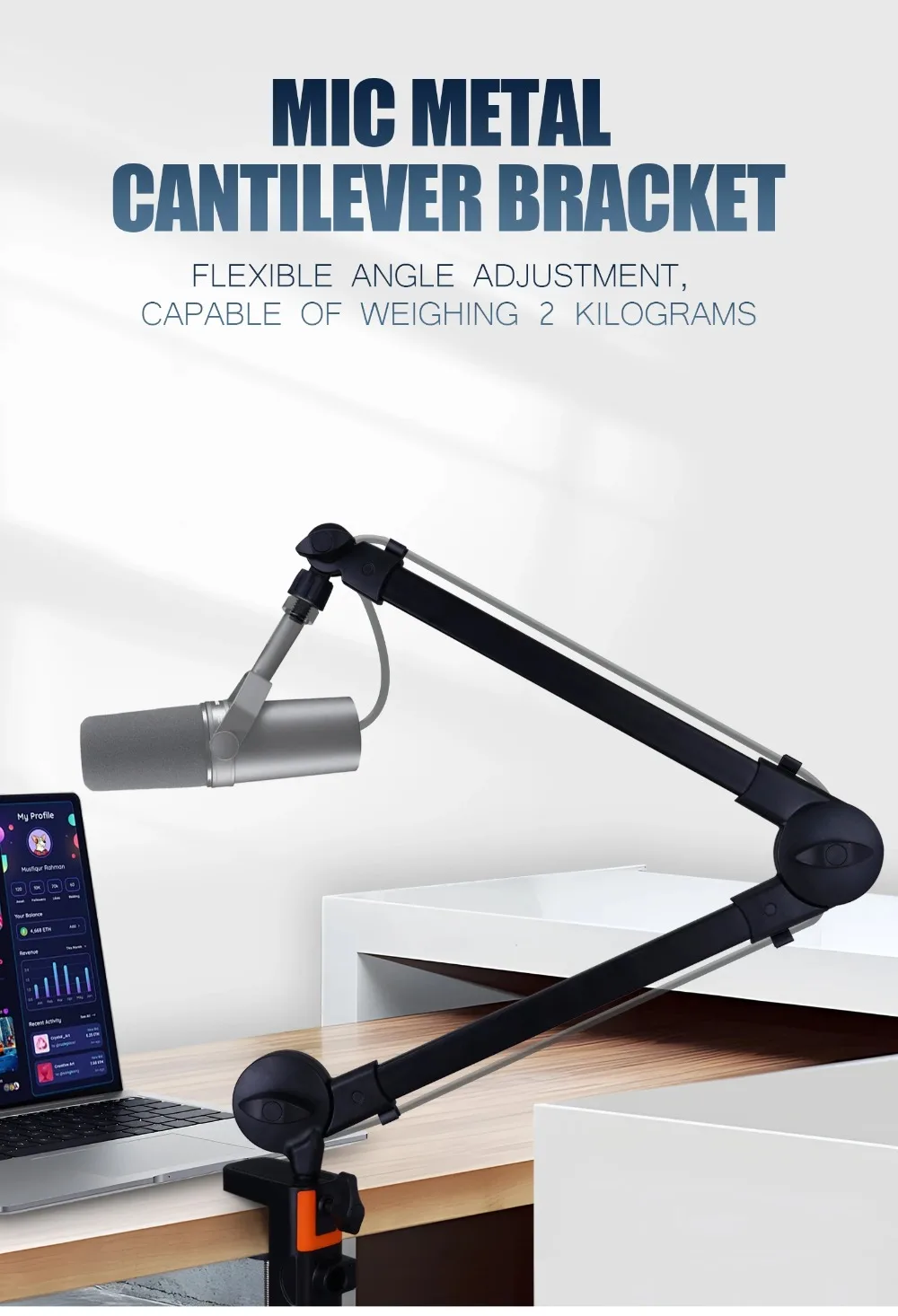 Professional Grade 360° Rotation Microphone Boom Arm Universal Adjustable Arm Desktop Stand Sturdy Mic Desk Mount Live Streaming