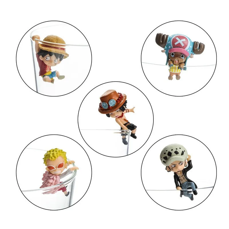 5 pz/set One Piece The Edge of Cup Series rufy Ace Law Doflamingo Ornament Doll Mini PVC figure Model Toys decorazione regali