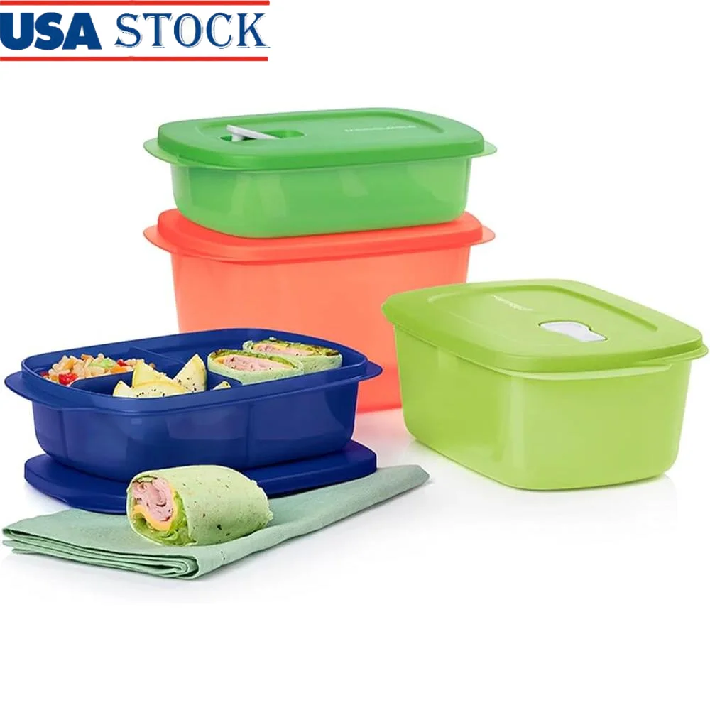 Microwave Safe BPA Free Food Storage Containers Set Rectangular Heat Resistant Stain Resistant Multi Colors Dishwasher Safe Meal