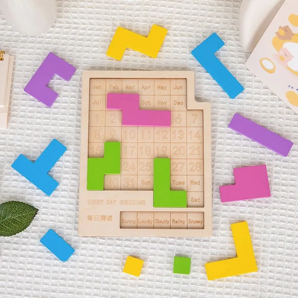 Rompecabezas Montessori creativo IQ Tangram Brainteasers calendario de madera rompecabezas de inteligencia juegos de rompecabezas para niños juguetes Kits de rompecabezas