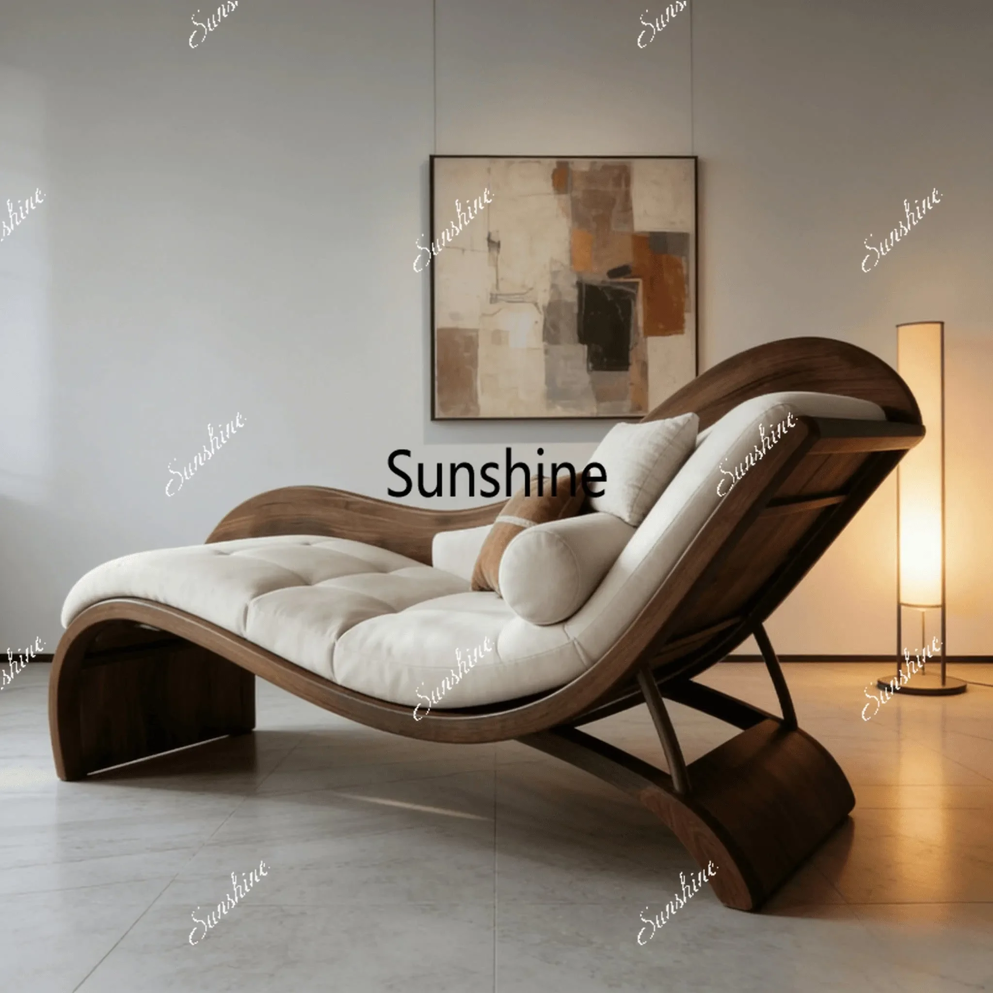 New Chinese style, solid wood, sofa light luxury, modern minimalist chaise longueY
