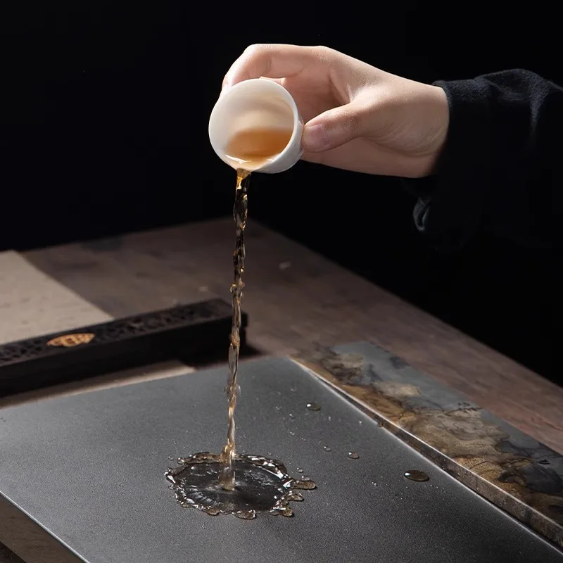 Ganzes Wujinshi-Teetablett für Zuhause, Büro, High-End-Geschenk, leichter Luxus, chinesische Malerei, Stein-Teetisch, Drainage-Teetablett