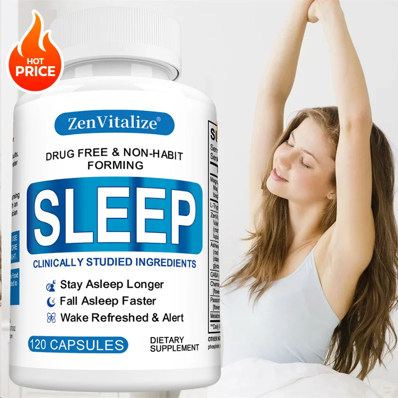 

Natural Herbal Sleep Aid Capsules with Magnesium, Melatonin and Chamomile, Support Daily Body Mind Calm and Physical Relaxation