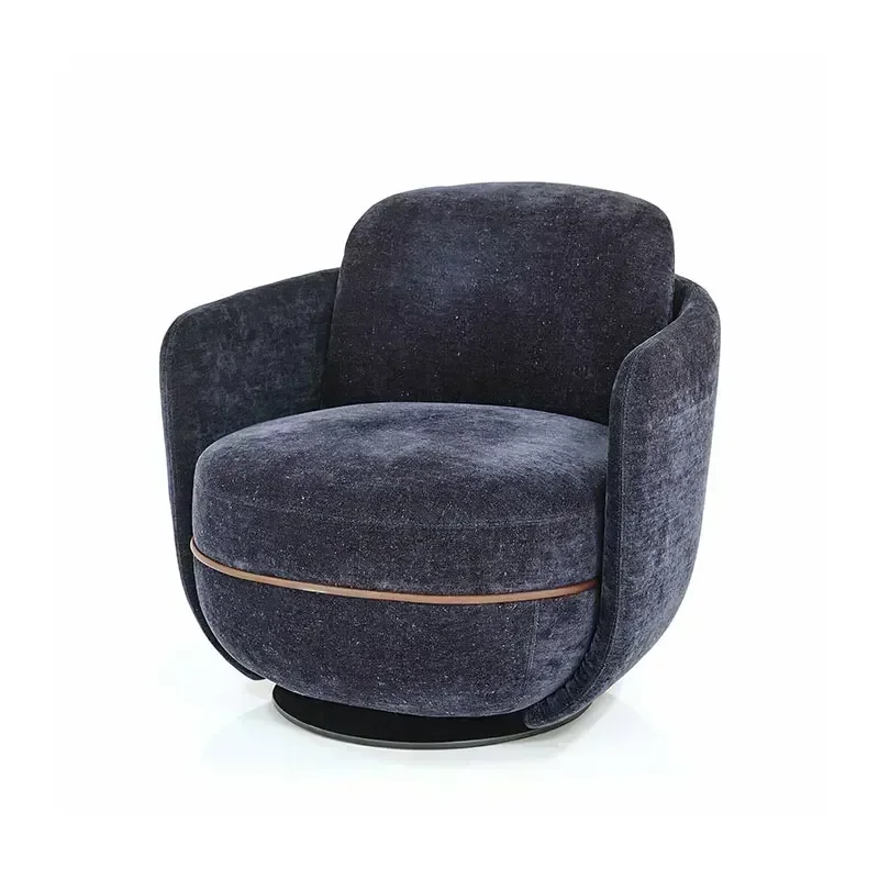 

Italian light luxury velvet sofa chair living room hotel lobby business negotiation Revolving leisure single sofa
