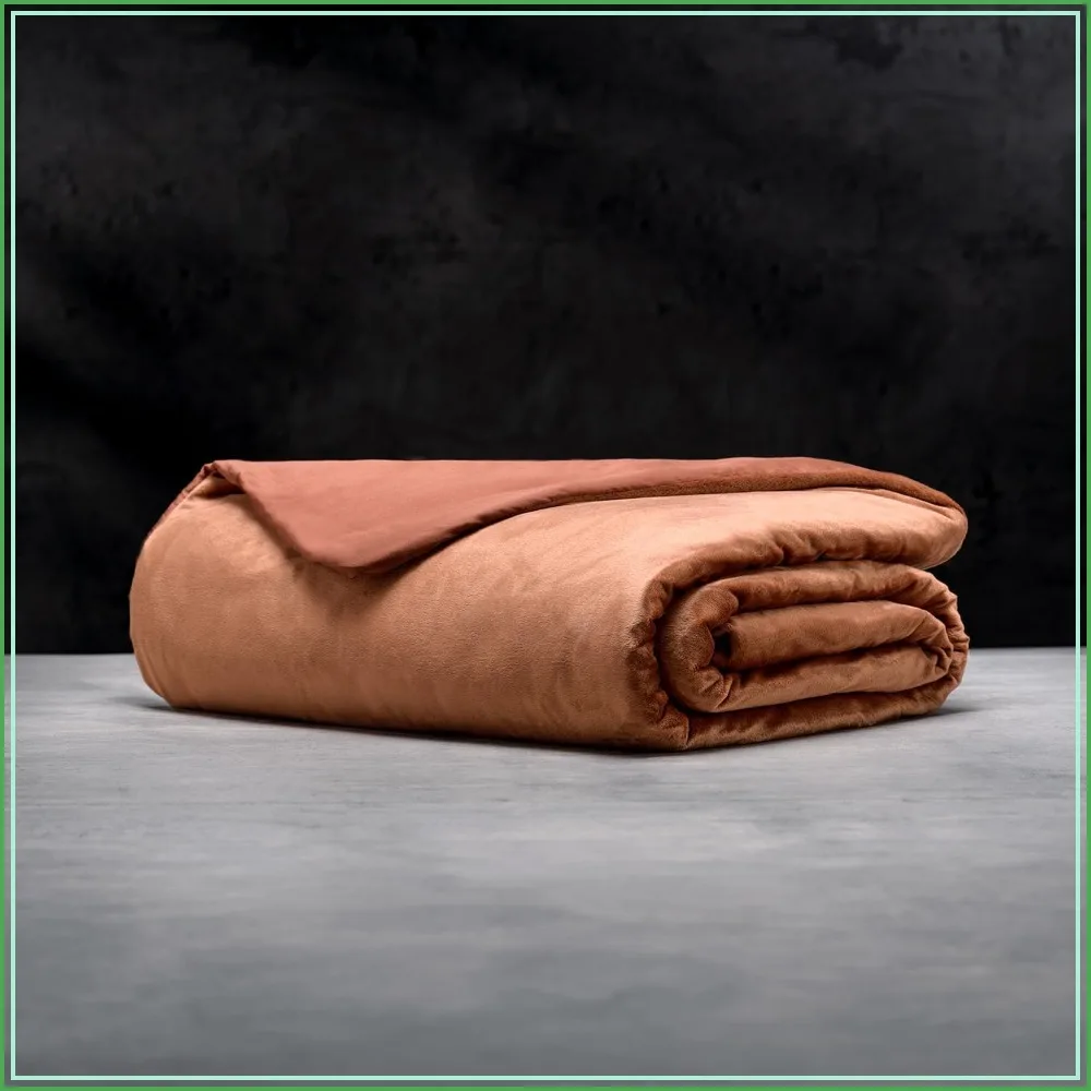 Luxury 15lb Weighted Blanket Full Size 54x72 with Removable Cool & Cozy Cover Clay