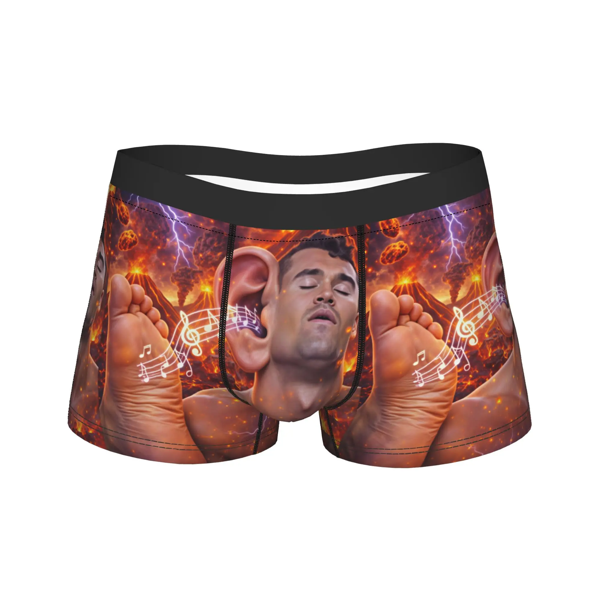 Charlie Kirk Funny Big Ear Giant Foot Music Note Boxer Shorts Pouch Underwear Trenky Print Boxer Brief Breathable Male Panties