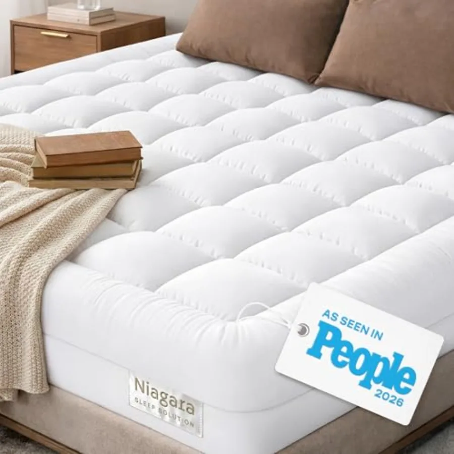 Cloud-Like King Mattress Topper - 100% Cotton Top Mattress Pad for Back Pain Relief - Breathable and Naturally Cooling for Hot