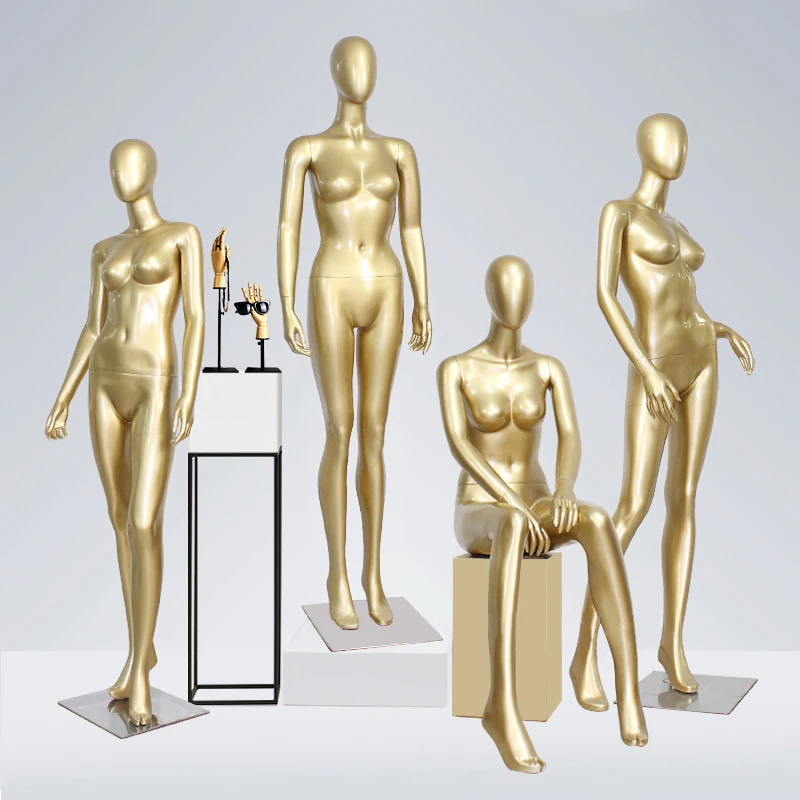 Gold black white model new type gold mannequin full body sexy manikin standing female mannequin for display