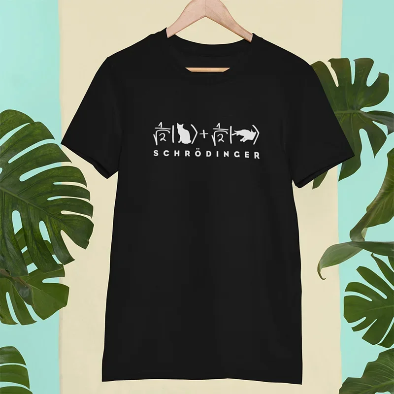 Camiseta de algodão macio para o experimento do pensamento físico, T engraçado da ciência, experimento do pensamento quântico quântico, gato de Schrodinger, T gráfico divertido 100% algodão