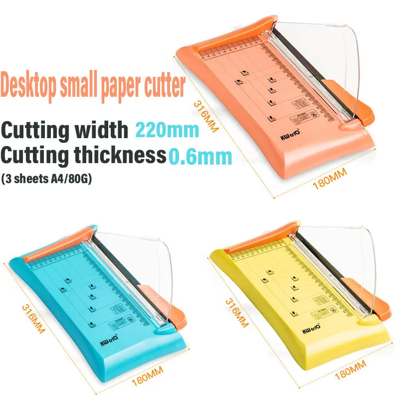 Mini Plastic High Efficiency Lightweight Paper Cutter Portable Photo Paper Cutter Built-in Ruler Simple Cutter Office Supplies