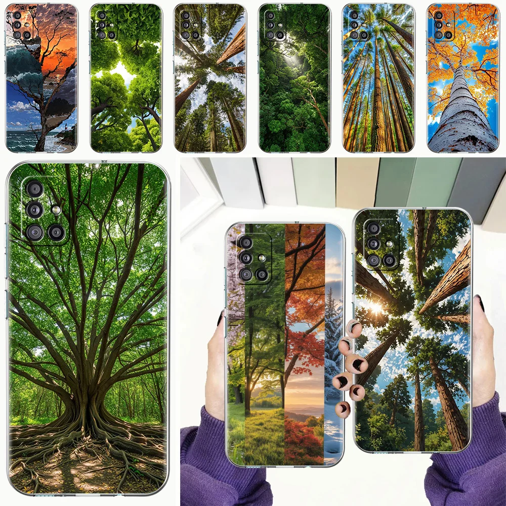Case For Samsung A15 A13 A35 A55 A51 A71 A41 A31 A21S A05 A17 A23 A25 A33 A53 A73 5G A07 4G Cover Beautiful Nature Forest Tree