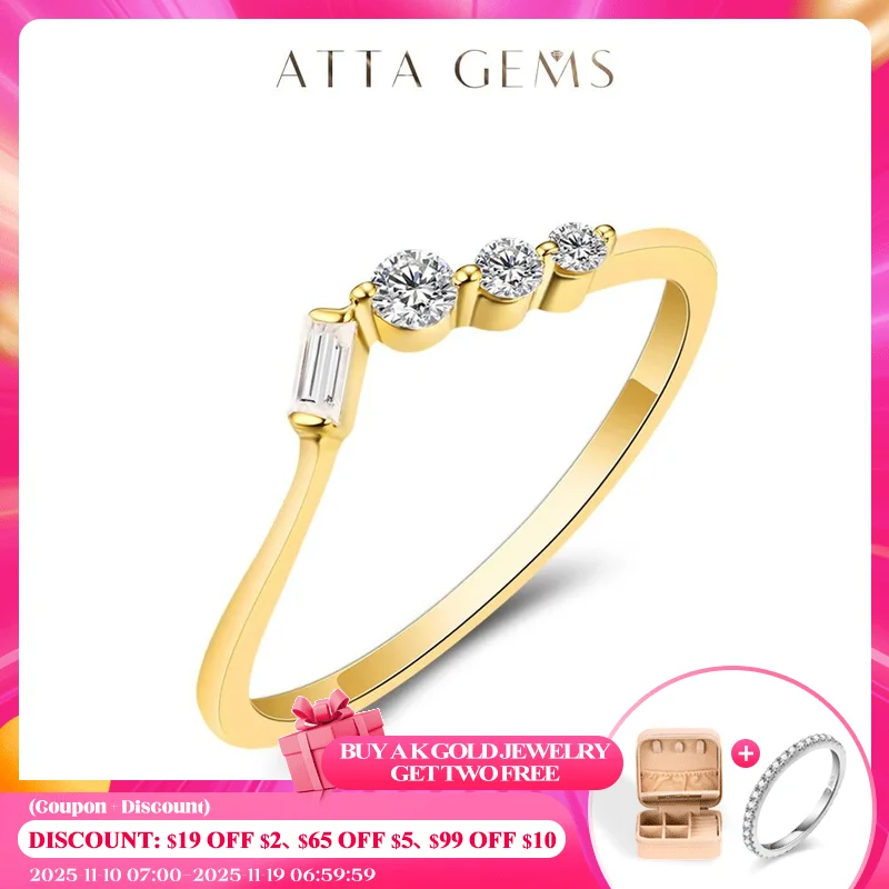 

ATTAGEMS пузырьковое кольцо 14K 10K 585 Yello, золото для женщин, багет, Муассанит, кольцо, подходящая лента, обручальное кольцо для звеньев, полуразмера, изящное
