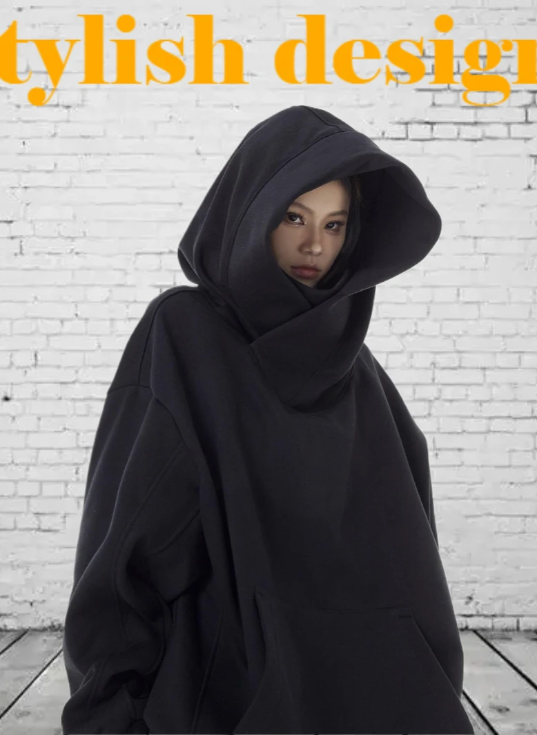 Felpa con cappuccio estetica per l'ansia sociale nuova da donna Giacca calda ispessita foderata in pile stile pigro Top comodo e vestibilità ampia casual