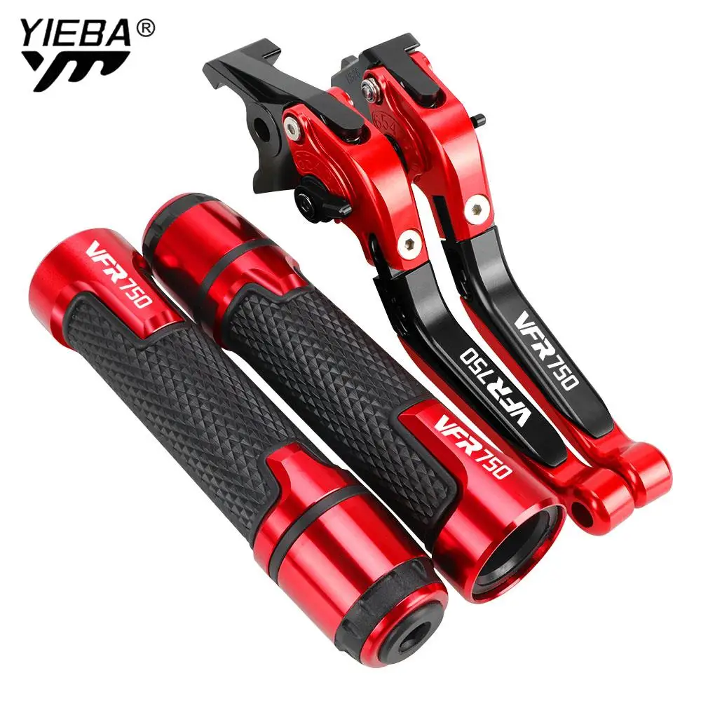 VFR 750 750R 750F Motorcycle CNC Adjustable Brake Clutch Levers Handbar Ends Grips For HONDA VFR750 VFR750R VFR750F 1986-1998