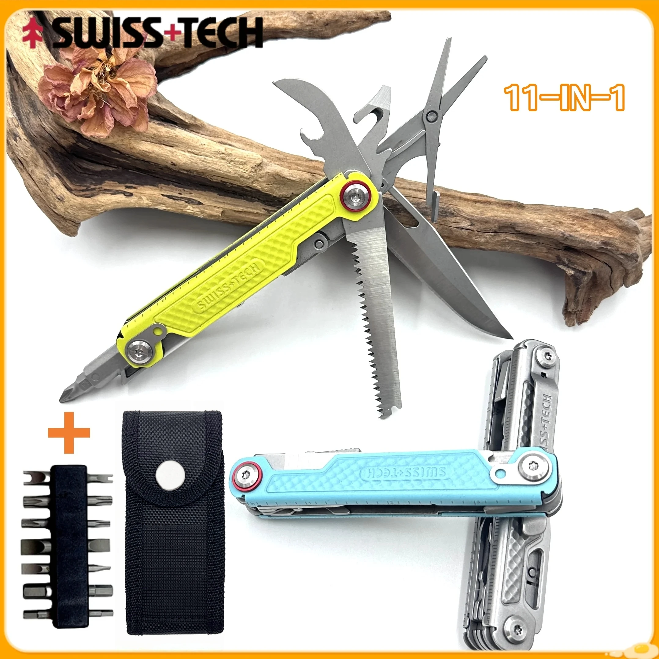 

SWISS TECH 11 IN 1 Multitool Mini Folding Knife Outdoor EDC Tactical Camping Survival Tools Portable Pocket Knife Scissors