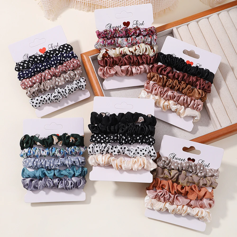 5Pcs/Set Fashion Korean Scrunchies Hairband Print Leopard Scrunchie Set Ladies Elastic Hair Band Headwear Women Hair Accessories