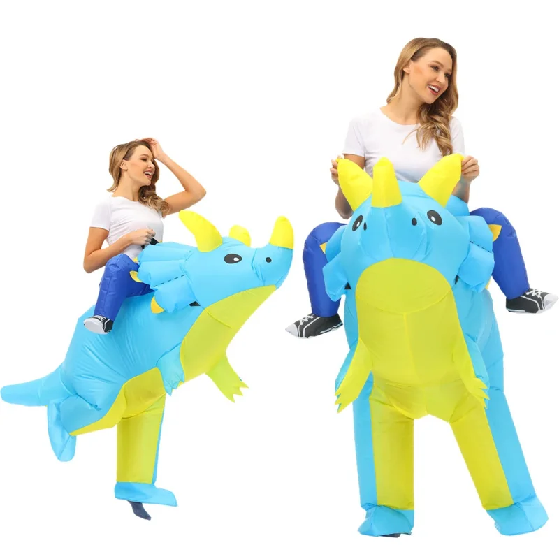 Disfraz de cosplay de Halloween para adultos, disfraz inflable de dinosaurio, fiesta, unicornio, flamenco, T-Rex, traje tricertops js103