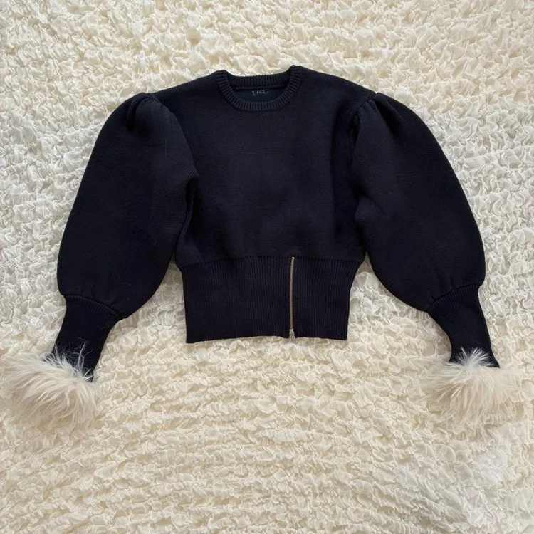 2025 الربيع والخريف اليابان نمط موضة الحلو سترة قصيرة سيدة أفخم المرقعة بلوفر مغزول المرأة عادية محبوك