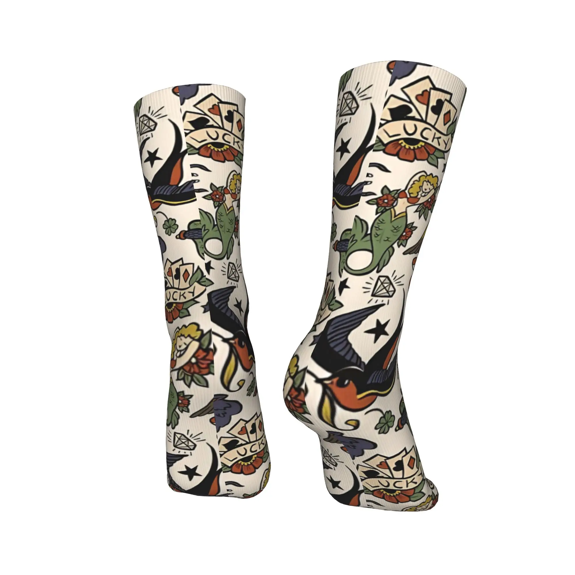 فلاش الوشم جوارب الرجال الجوارب عالية الجودة الجوارب الحديثة الخريف الدراجات المضادة للعرق جوارب مخصصة هدية عيد ميلاد