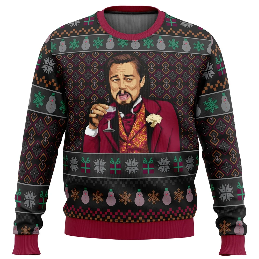 

Laughing Leo DiCaprio Meme Ugly Christmas Sweater Gift Santa Claus Pullover Men 3D Sweatshirt And Top Autumn And Winter Clothi