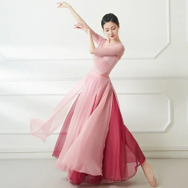 Vêtements de danse classique chinoise A 2025, 720 degrés, élégants avec grande jupe pivotante Double couche, Style ethnique, scène, nouveau xjr89