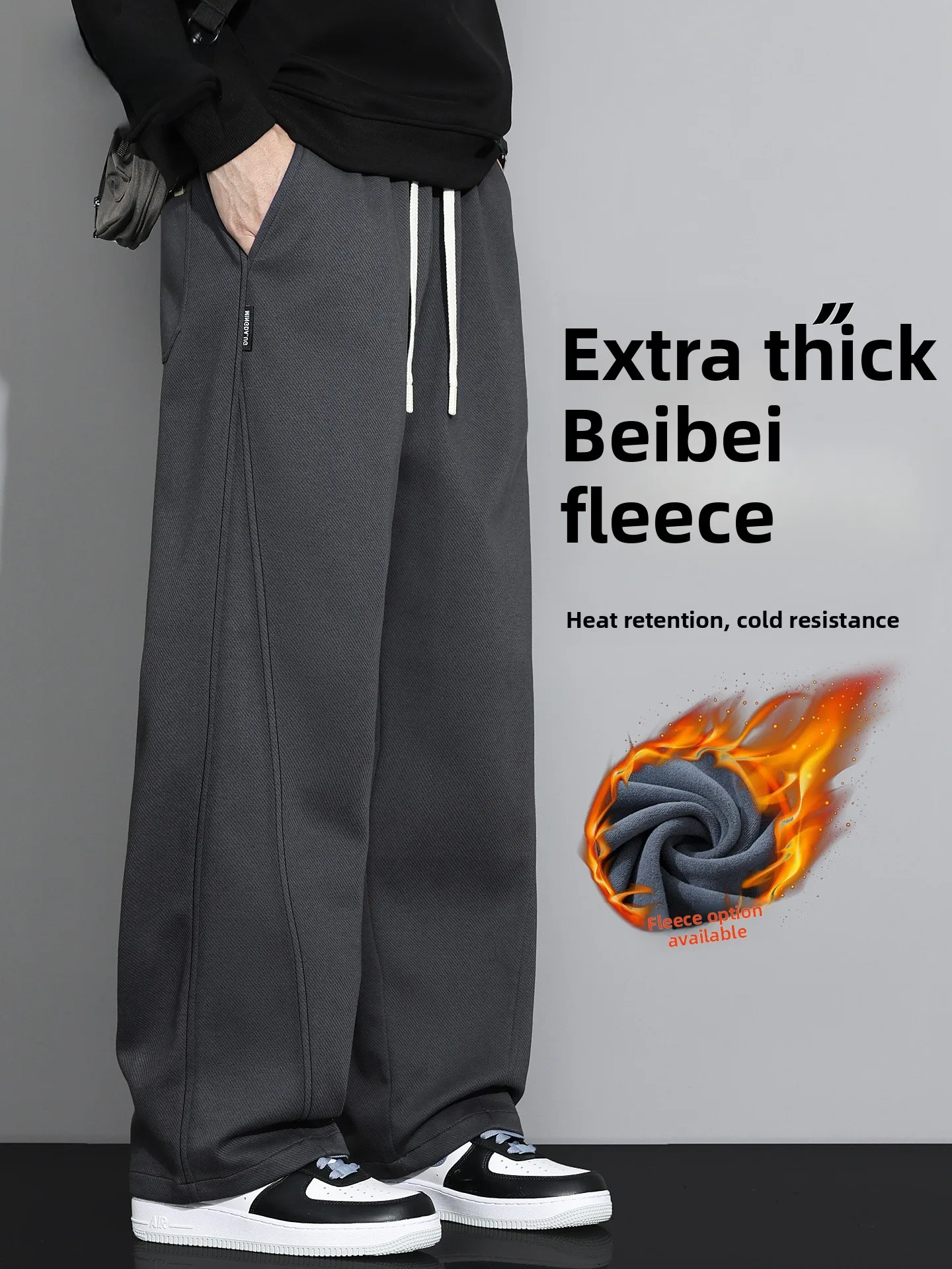 

Американские утепленные брюки прямого кроя на флисовой подкладке для мужчин, осенне-зимние теплые повседневные брюки, молодежные модные брюки