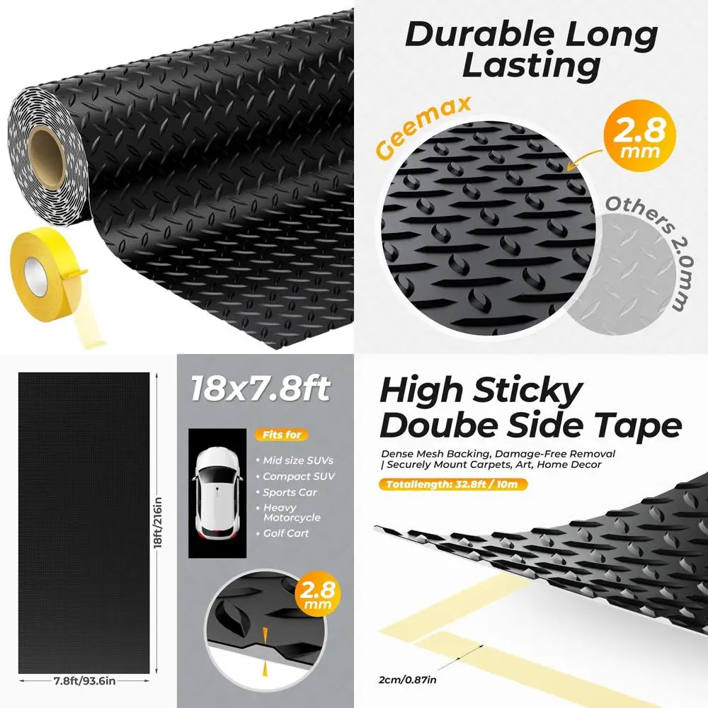 

Thickened 2.8mm Rubber Garage Flooring Roll, 7.8x18ft, Ideal for Cars, SUVs, Sports Cars, Black