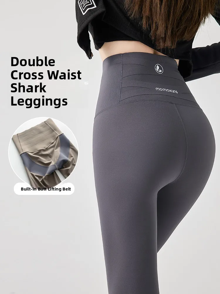 

Thiened arkskin Yoga Pants High Waist Fce Lined Butt Lifting Slimming Peach Butt Spring New Sle Fitn Casual Trousers